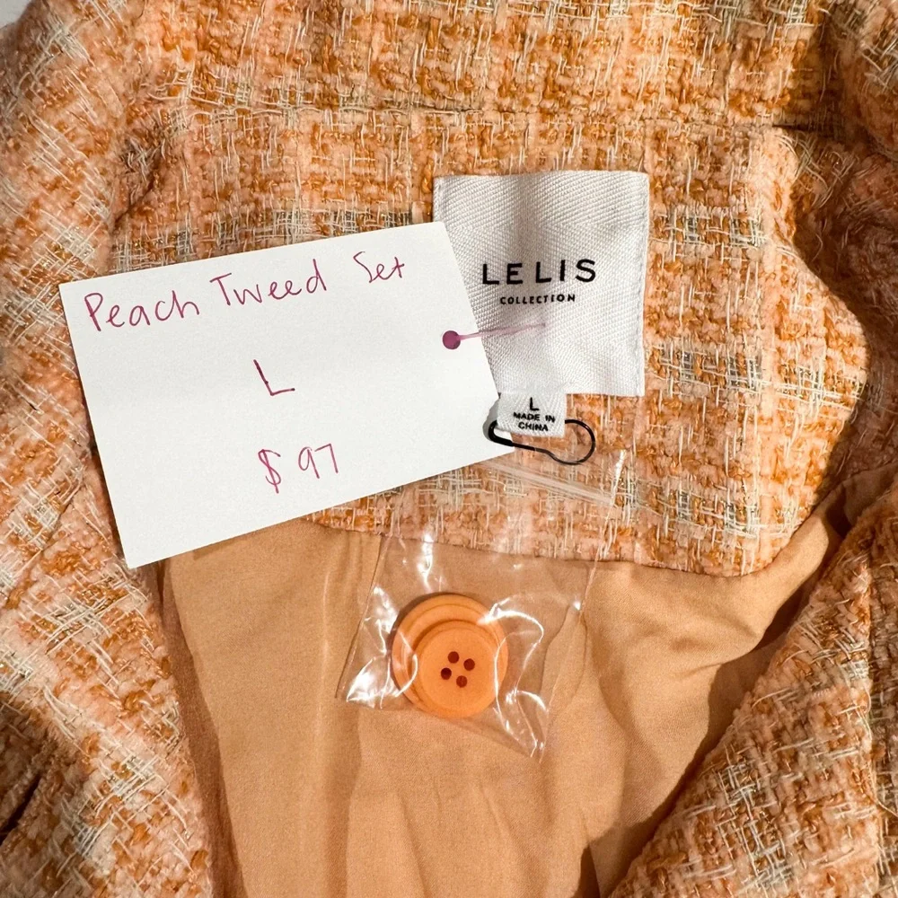LE LIS peach tweed skirt and blazer NWT - Picture 4 of 8